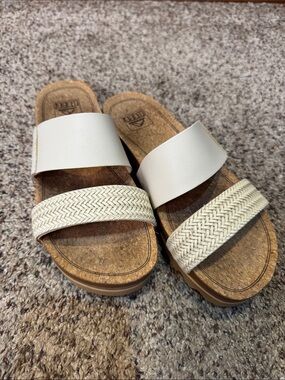 Reef Women's White Braided Double-Strap Slide Sandals